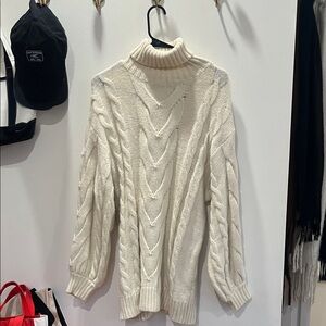 12th Tribe Cream Long Sleeve Sweater Dress